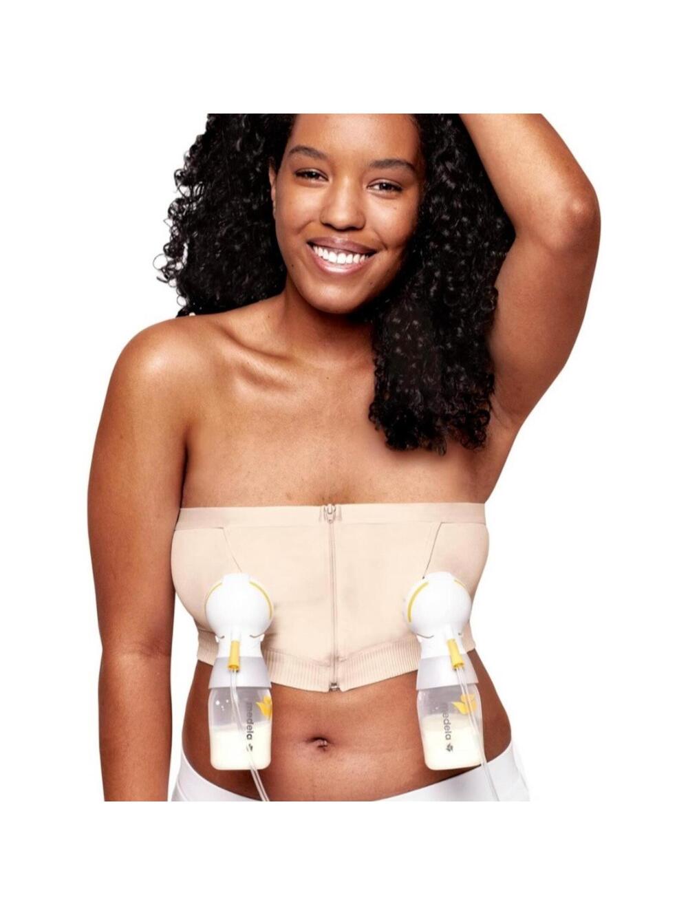 Medela Hands-Free Breast Pumping Bra Bustier – Easy-Relax Nursing Bra Beige Smal